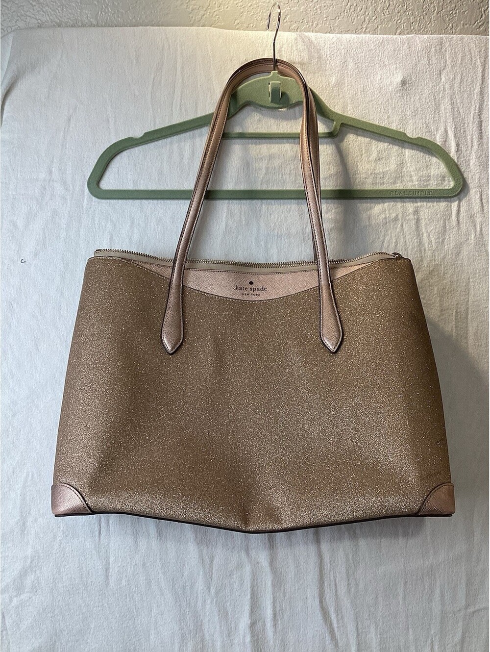 kate spade Glitter Glimmer Tote Shoulder Bag In Gold